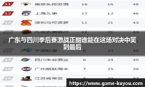 广东与四川季后赛激战正酣谁能在这场对决中笑到最后